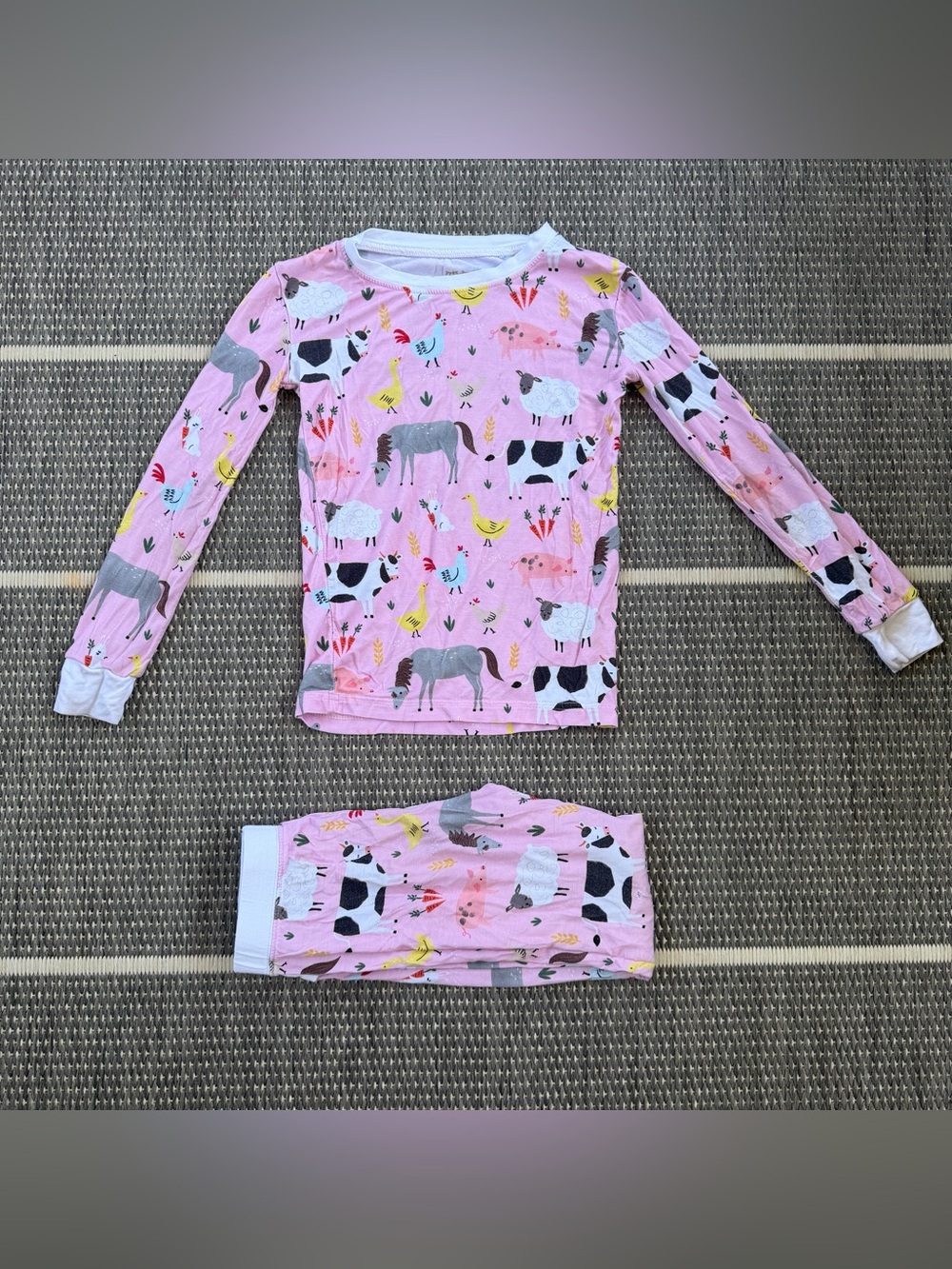 Little Sleepies Pink Farm Animals Bamboo Viscose Two Piece Pajama Set
